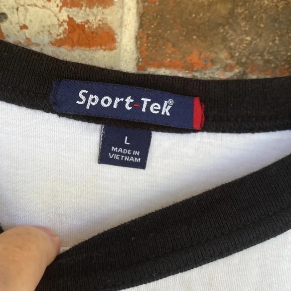 Sport Tek Black and White Raglan Pumpkin Thanksgiving Thankful Shirt - Picture 3 of 4